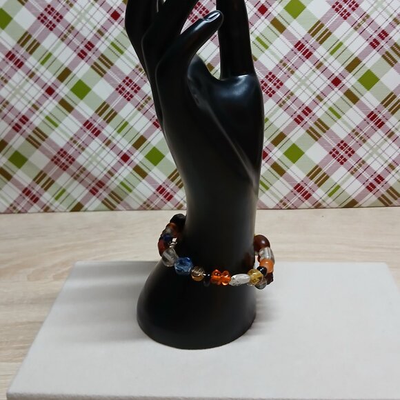 Hand Crafted Colorful Glass Beaded Silver Tone Bracelet Fashion Jewelry #36 - Picture 8 of 9